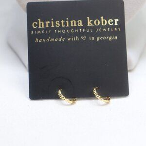 Christina Kober Gold Tone Small Huggie Earrings $42 New